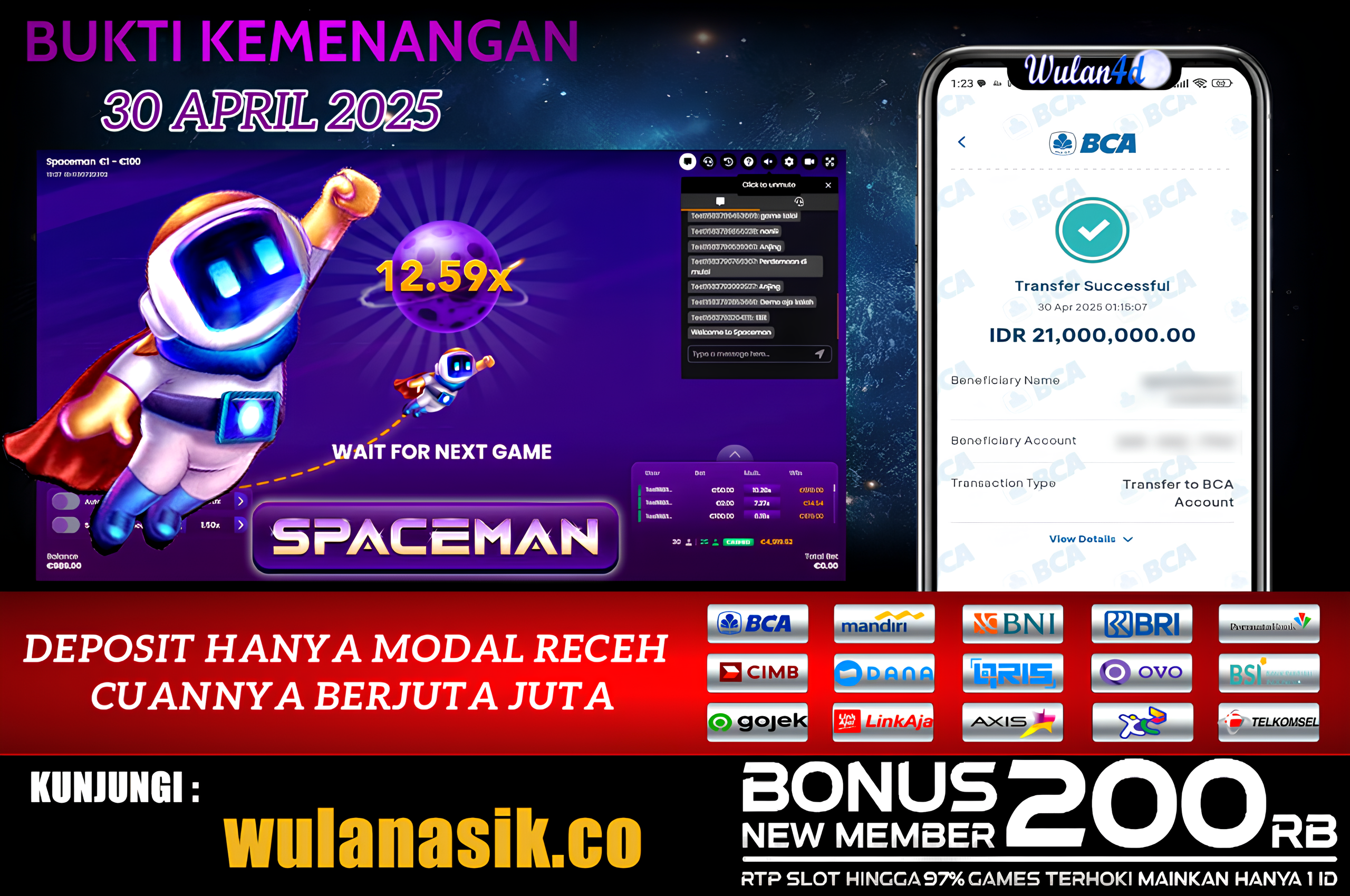 BUKTI KEMENANGAN MEMBER TANGGAL 30 APRIL 2025