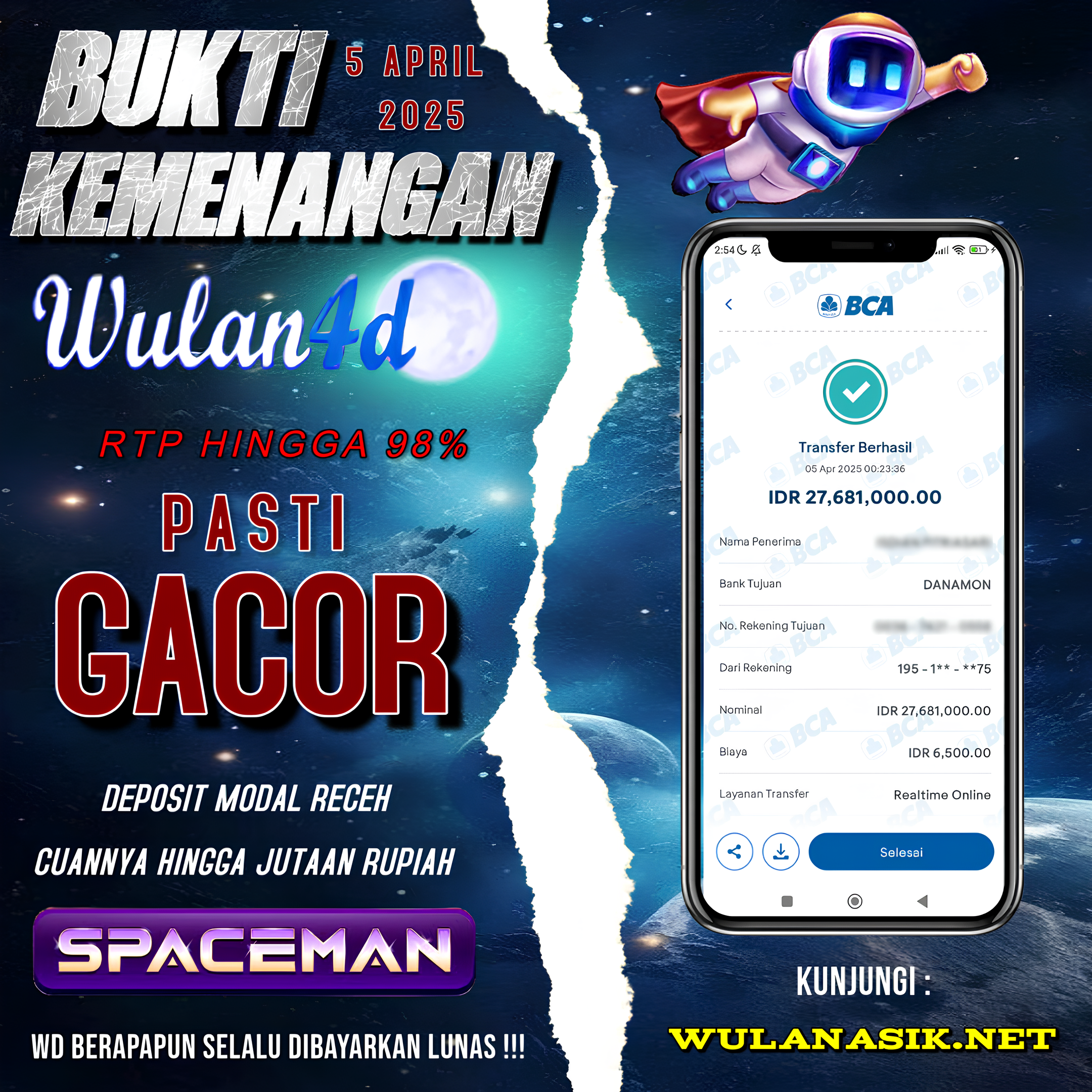 BUKTI KEMENANGAN MEMBER TANGGAL 05 APRIL 2025
